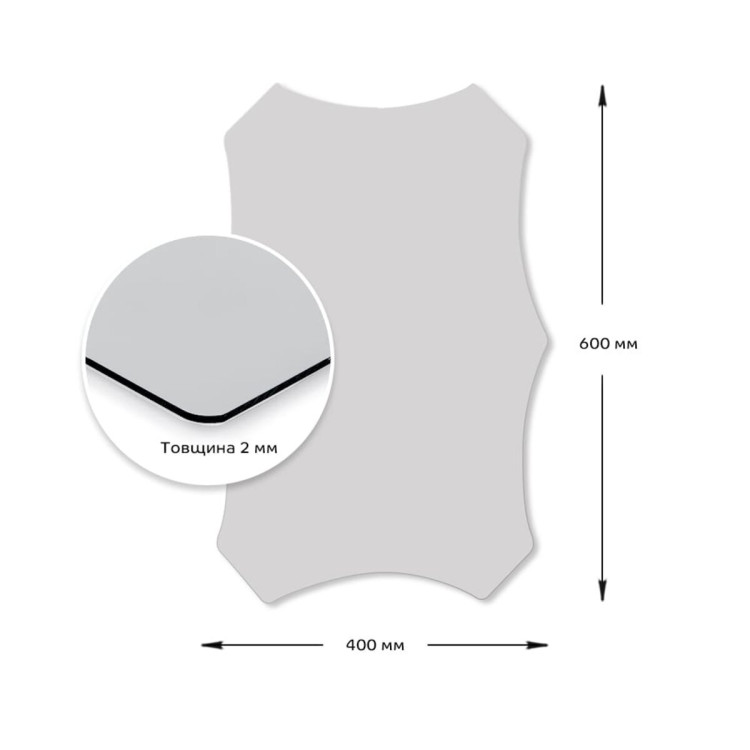 Зеркальная наклейка (акрил) 3D 40*60cm*2mm Silver (S) SW-00001521