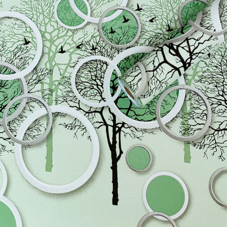 Плівка самоклеюча на паперовій основі 0,45х10м х 0,07мм Чорні та зелені дерева SW-00002440