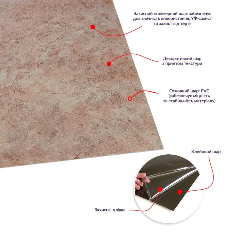 Самоклеюча LVT плитка 457*457*1.5mm (D) SW-00002457
