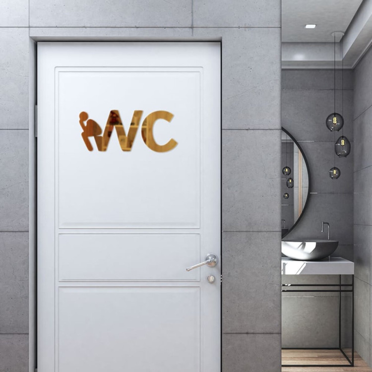Дзеркальний декор акриловий самоклеючий WC золото, 3шт (D) SW-00002525