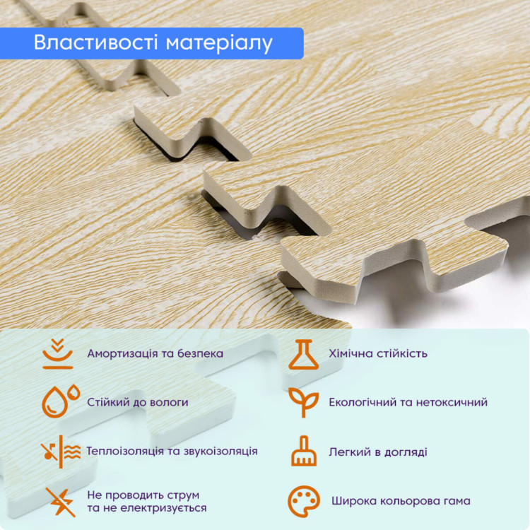 Підлога пазл - модульне підлогове покриття 600x600x10мм пісочне дерево SW-00000648